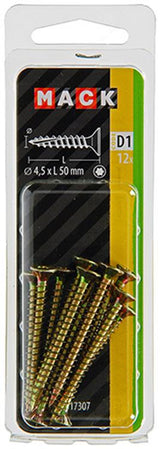 Mack 1017307 - spaanplschr.vzkop-zelfb. geelverz.12 st 4,5 x 50 mm | 10 stuks