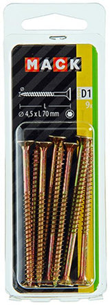 Mack 1017309 - spaanplschr.vzkop-zelfb. geelverz. 9 st 4,5 x 70 mm | 10 stuks