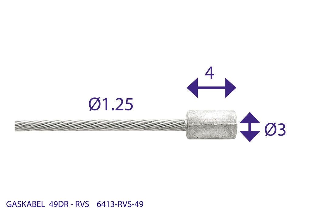 Elvedes Gaskabel Binnen Ton RVS 49-draads (6413RVS-49)