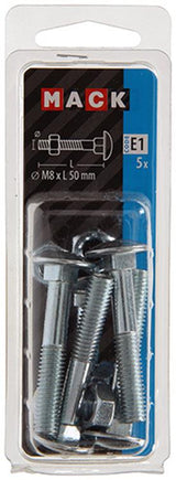 Mack 1017581 - houtbout + moer staal verzinkt5 st m8 x 50 mm | 5 stuks