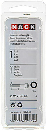 Mack 1017648 - binnenzeskant bout cyl.kop verz. 7 st m5 x 40 mm | 10 stuks