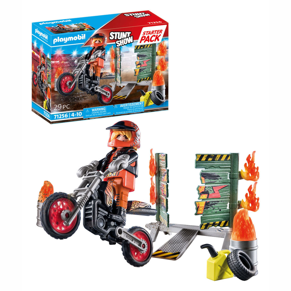 Playmobil Starterpack Stuntshow Motor met Vuurmuur 71256