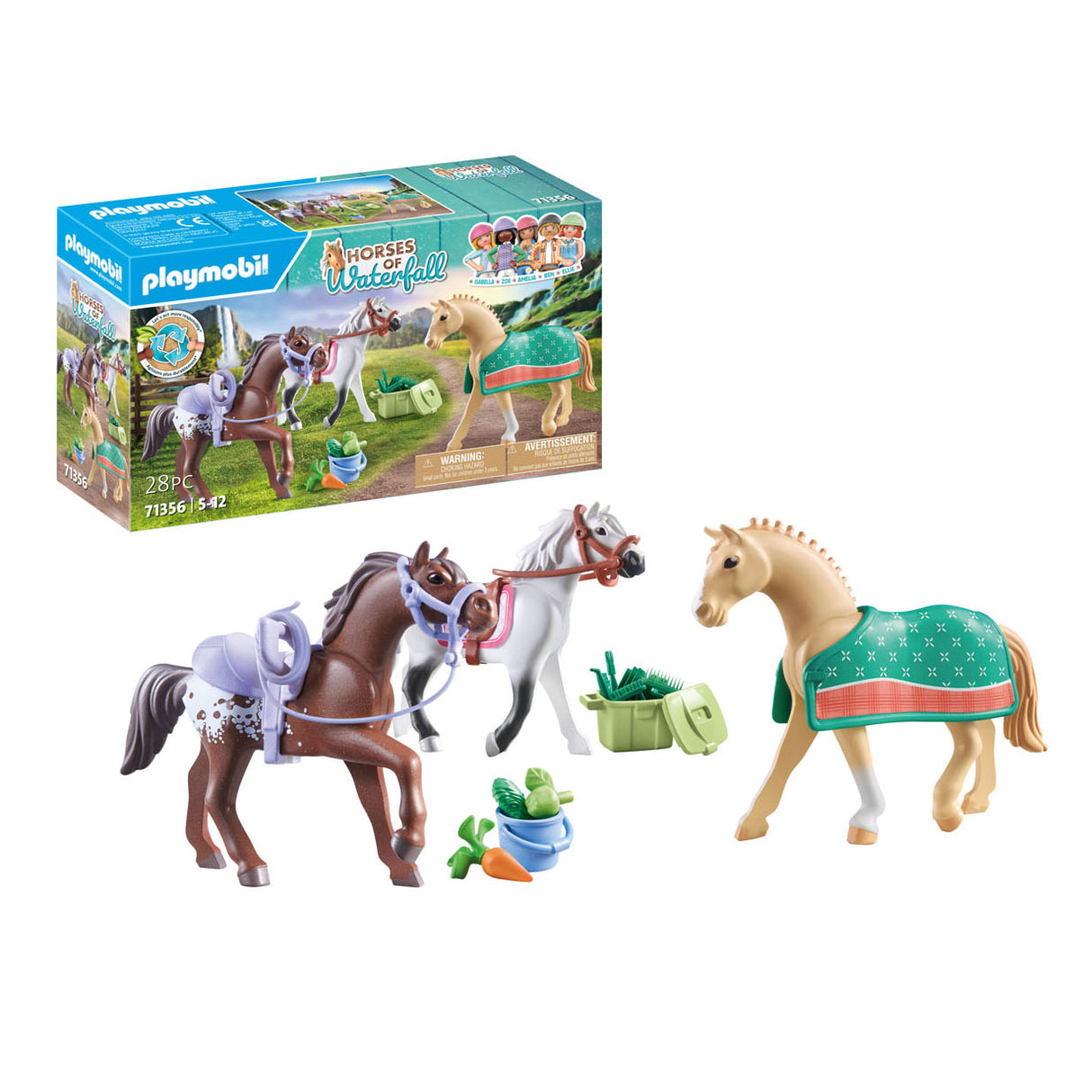 PLAYMOBIL Horses of Waterfall 3 Paarden met Accessoires 71356