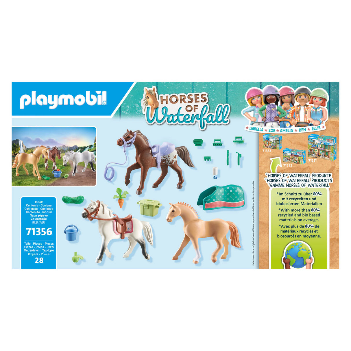 PLAYMOBIL Horses of Waterfall 3 Paarden met Accessoires 71356