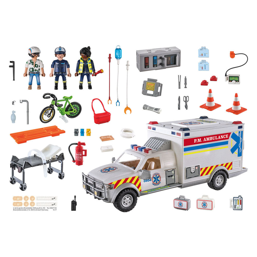 Playmobil action heroes reddingsvoertuig: us ambulance - 70936