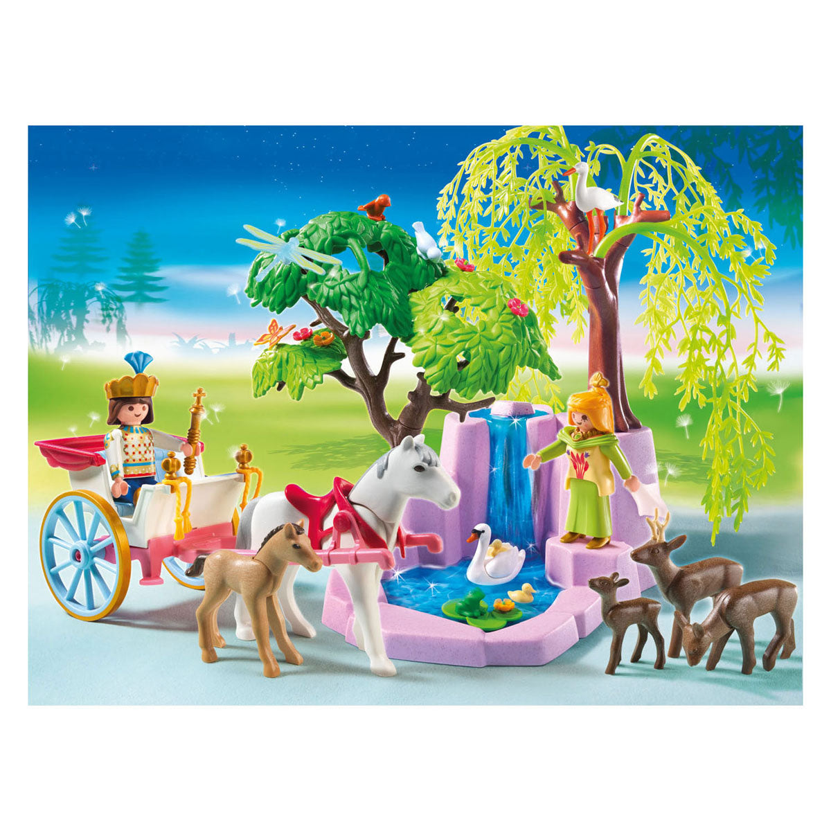 Playmobil prins en prinses met koets en waterval - 5021