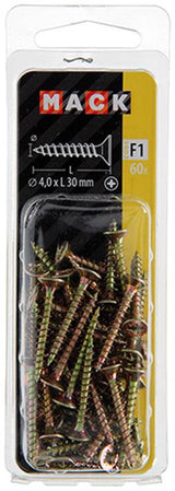 Mack 1017971 - spaanplaatschroef vz kop geelverz. 60st 4,0 x 30 mm | 5 stuks