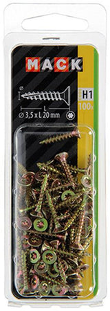 Mack 1018003 - spaanplschr.vzkop-zelfb. geelverz.100 st 3,5 x 20 mm | 5 stuks