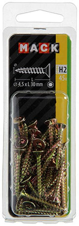 Mack 1018015 - spaanplschr.vzkop-zelfb. geelverz. 45 st 4,5 x 30 mm | 5 stuks