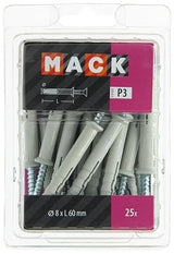 Mack 1018167 - nylon nagelplug polyamide 25 st 8 x 60 mm | 3 stuks