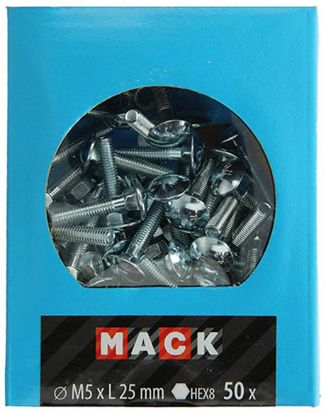 Mack 1020191 - houtbout + moer verzinkt 50 stm5 x 25 mm | 5 stuks