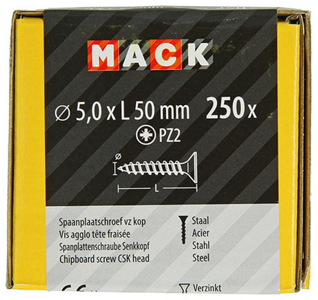 Mack 1020268 - spaanplaatschroef vz kop gvz 250 st 5,0 x 50 mm | 1 stuks