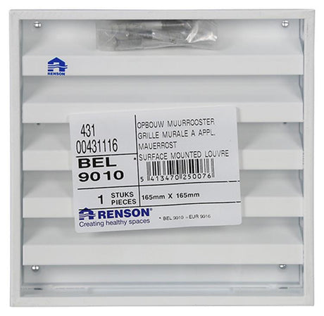 Renson 1013926 - opbouw muurrooster alu wit 431 165x165mm | 2 stuks
