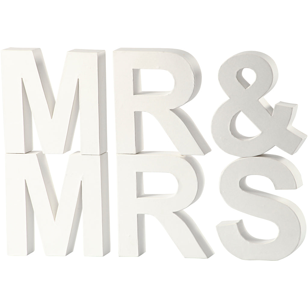 Https: www.cchobby.nl letters-mr-mrs-h-17-5-cm-d-4-5-cm-wit-1-set