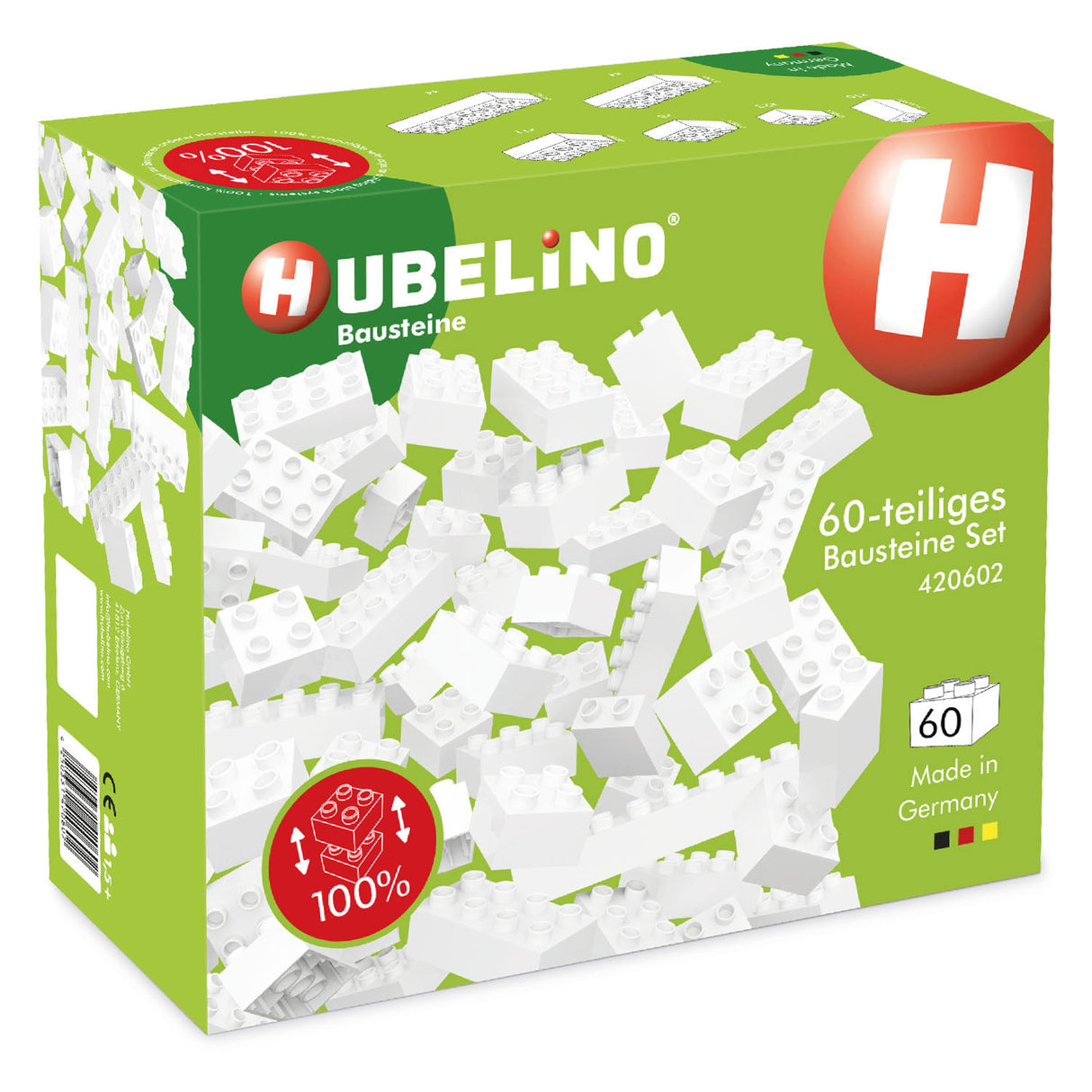 Hubelino bouwstenen wit, 60dlg.