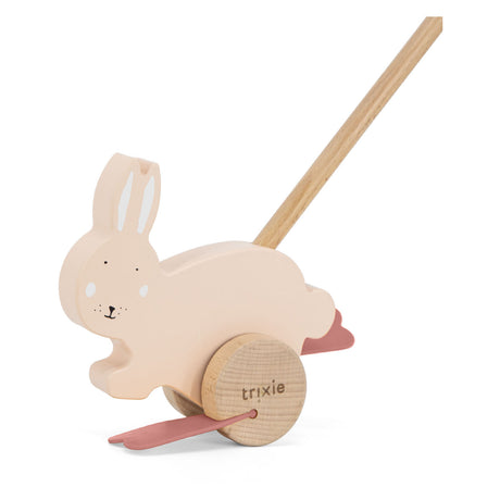 Trixie houten duwstok - mrs. rabbit - kinder speelgoed - vanaf 1,5 jaar - voor jongens en meisjes - fsc