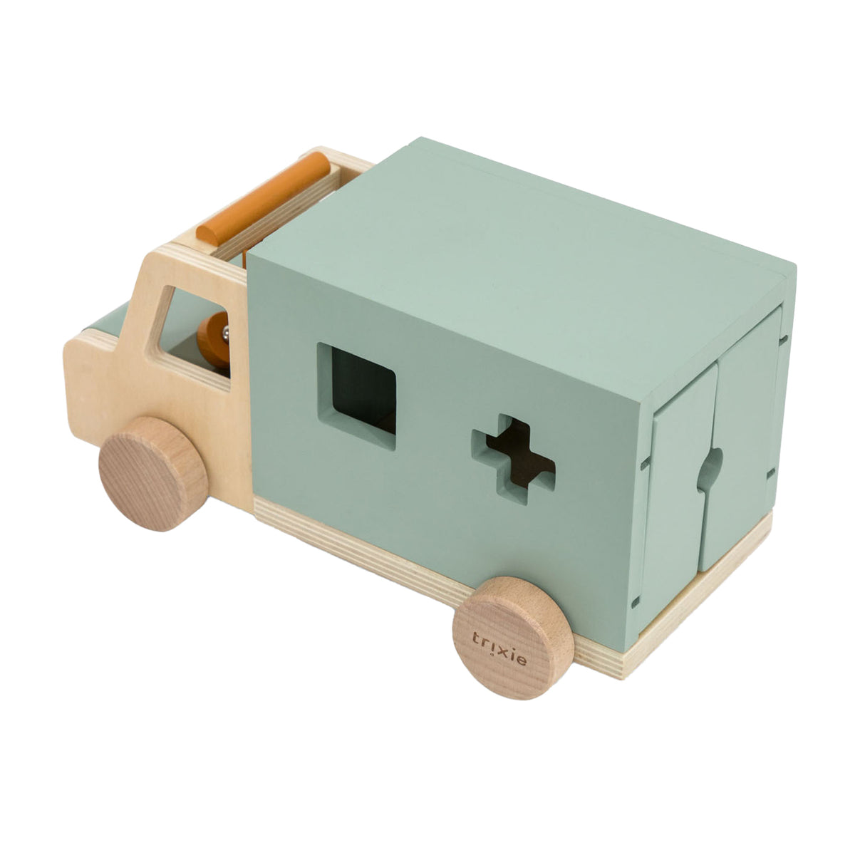 Trixie houten speelgoed - ambulance auto - speelgoedauto voor kinderen - ziekenwagen - voor jongens en meisjes - fsc