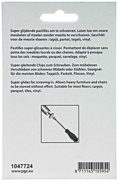 Mack 1047724 - glij-stoeldop met schroef grijs ø 38 mm 4 st pcs | 6 stuks