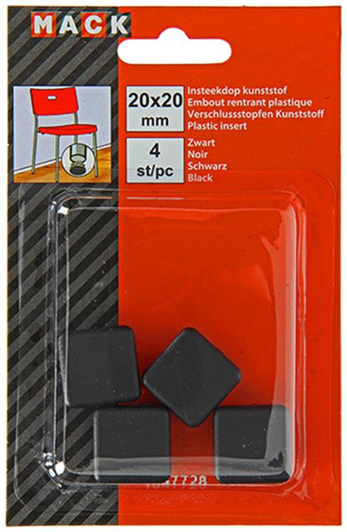 Mack 1047728 - insteekdop kunstsstof zwart 20 x 20 mm 4 st pcs | 6 stuks