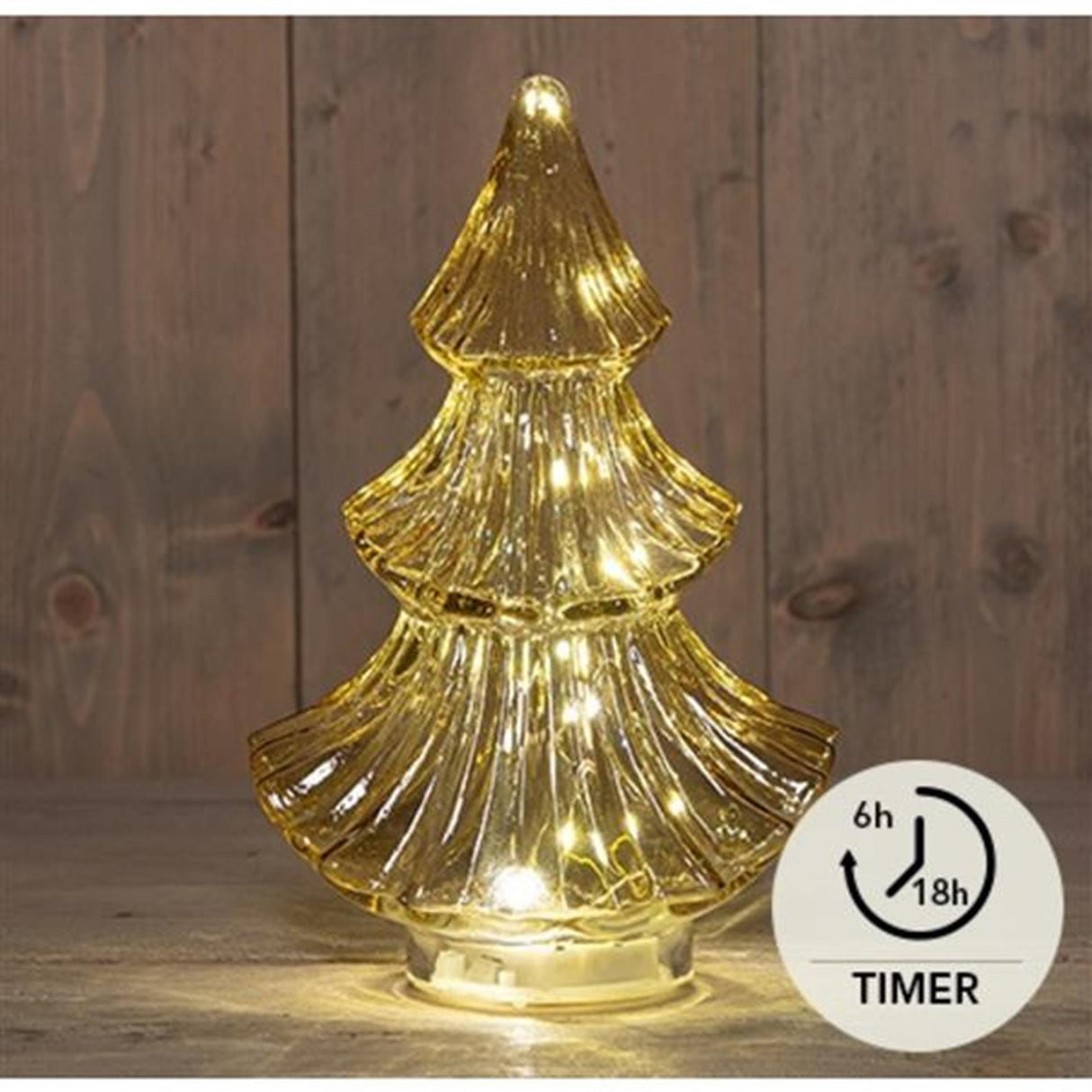 Anna's collection led kerstboompje glas amber h24cm
