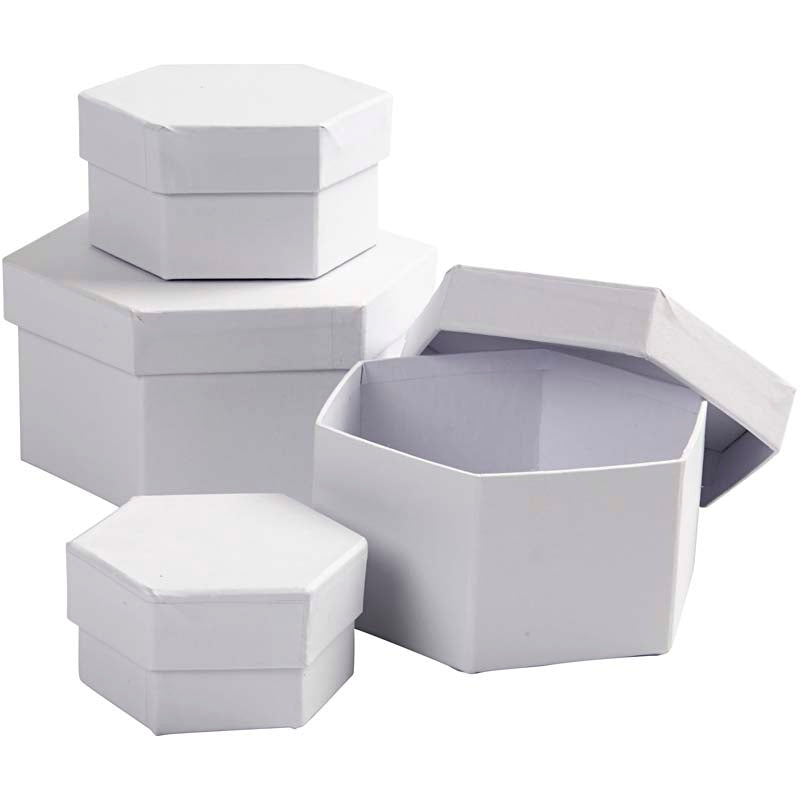 Creativ company https: www.cchobby.nl hexagonale-dozen-afm-6-5x4-8x5-10x6-12x7-cm-wit-4-stuk-1-set