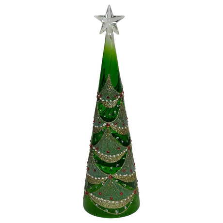Mansion atmosphere beeld kerstboom led groen 9x28cm