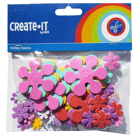 Haza witbaard foamstickers bloemen, 70st.