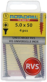 Rotadrill 1039861 - universeelschroef vk pzd rvs-a2 5.0x50mm (4) | 6 stuks