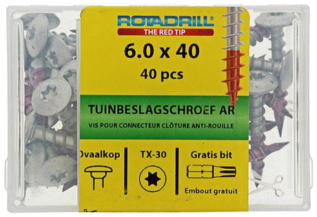 Rotadrill 1040019 - tuinbeslagschroef ar-coating tx 6.0x40mm (40) | 4 stuks