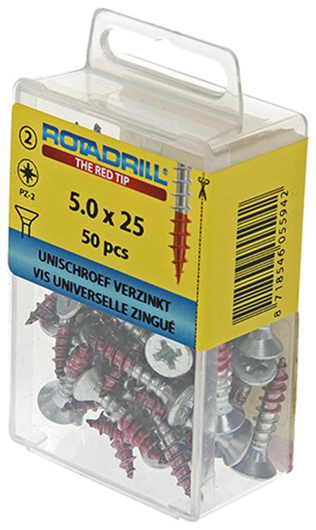 Rotadrill 1039806 - universeelschroef vk pzd vz 5.0x25mm (50) | 6 stuks