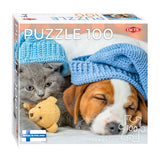 Selecta Legpuzzel Cute Kitten and Sleepy Dog, 100st.