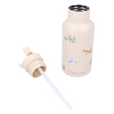 Kidzroom small talk - schoolbeker en drinkfles - 350ml - stainless steel - vliegtuigen - beige