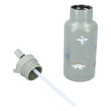 Kidzroom small talk - schoolbeker en drinkfles - 350ml - stainless steel - dino's - groen