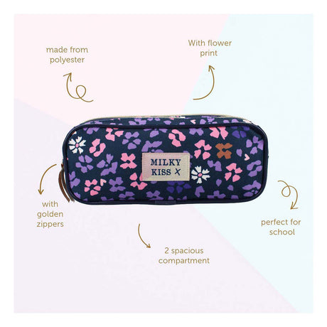Milky kiss wildflower etui - 9 x 22 x 8 cm - paars - bloemen