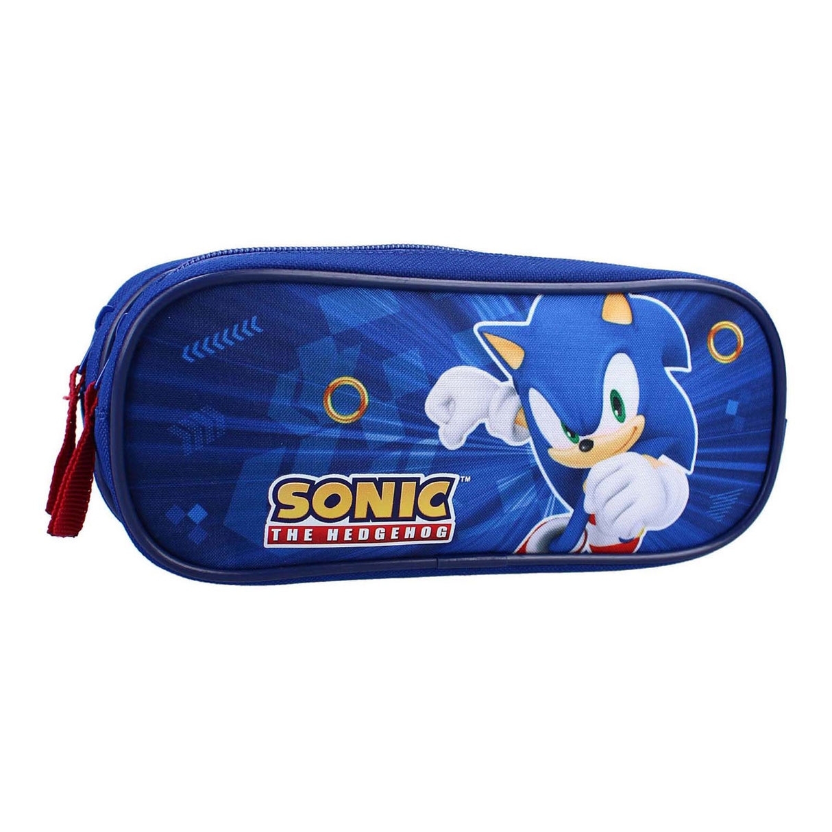 Vadobag sonic etui blauw met 2 vakken - sonic schoolspullen.