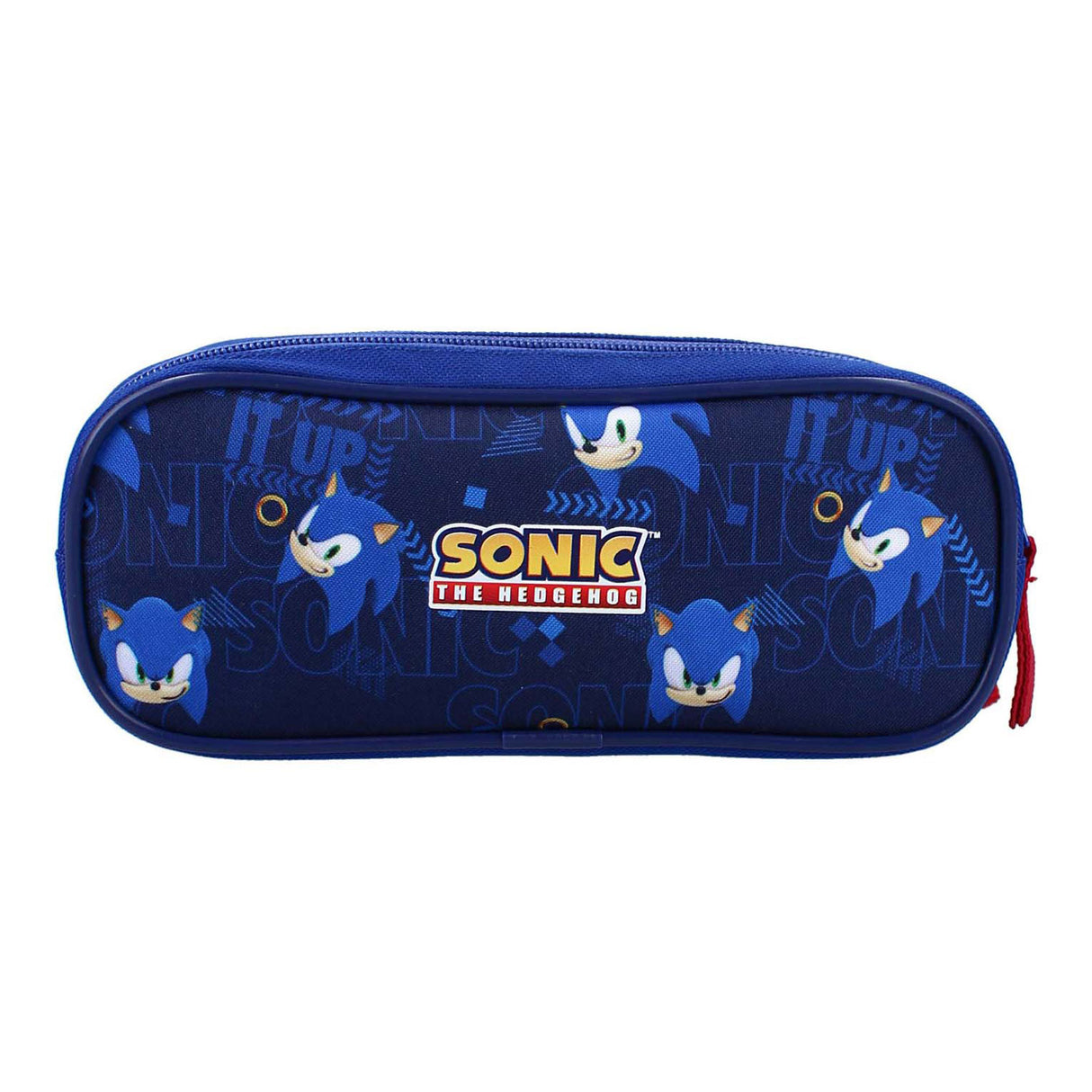 Vadobag sonic etui blauw met 2 vakken - sonic schoolspullen.