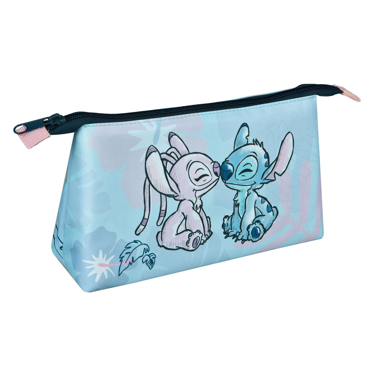 Lilo stitch stitch etui – pastelblauw paars – met angel – 22,5 x 17,5 cm
