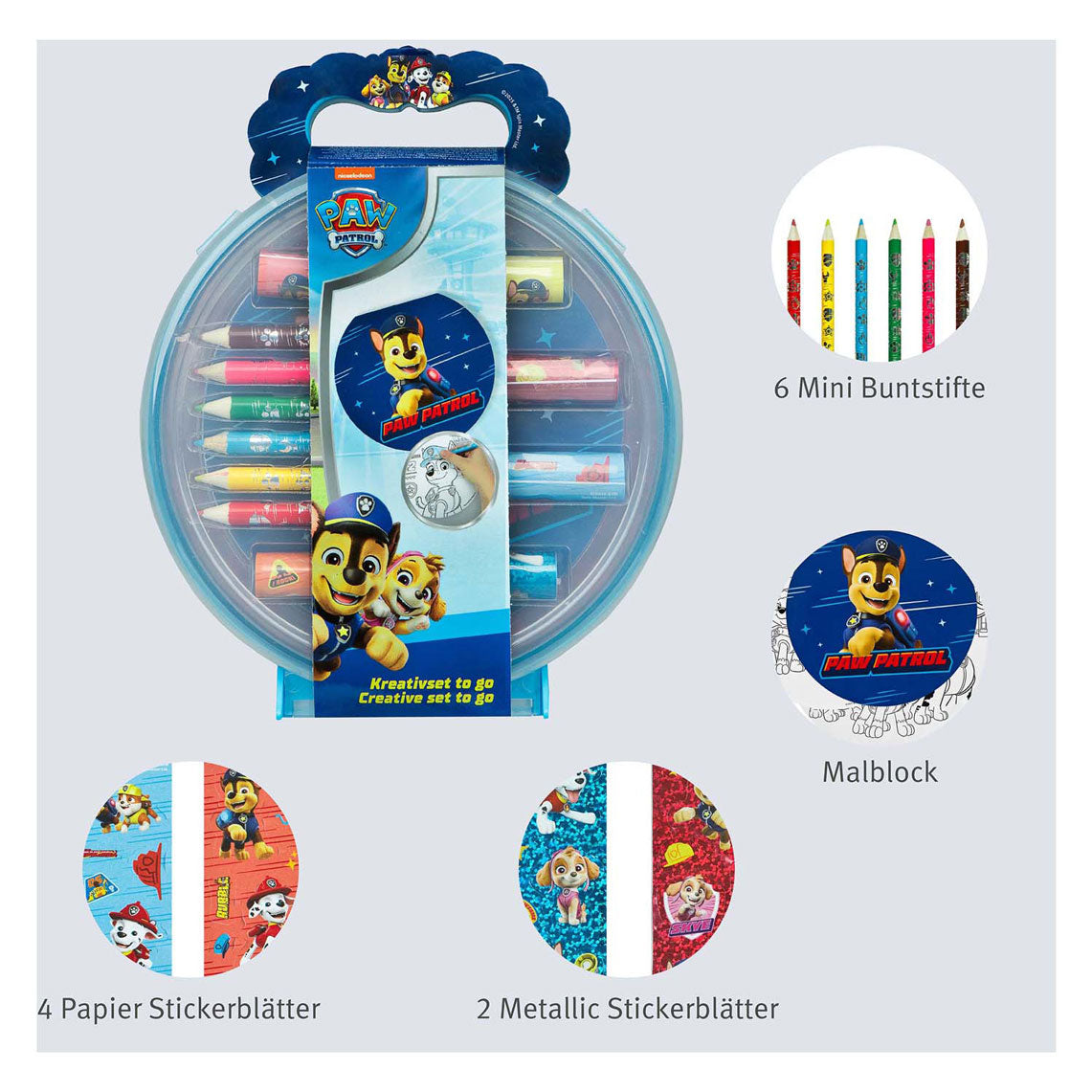 Undercover paw patrol creatieve knutselset in draagkoffer voor kinderen.