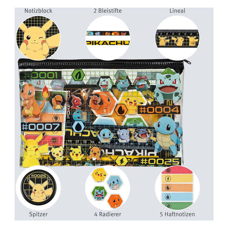Merkloos sans marque pokemon - etui schrijfset - inclusief potloden en gum