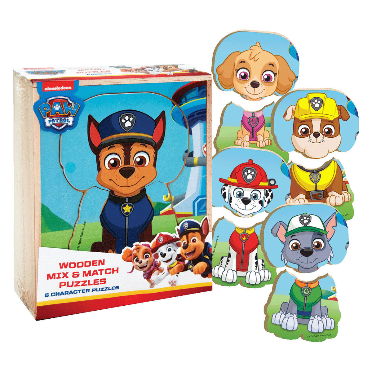 Paw patrol houten match puzzel, 10st.