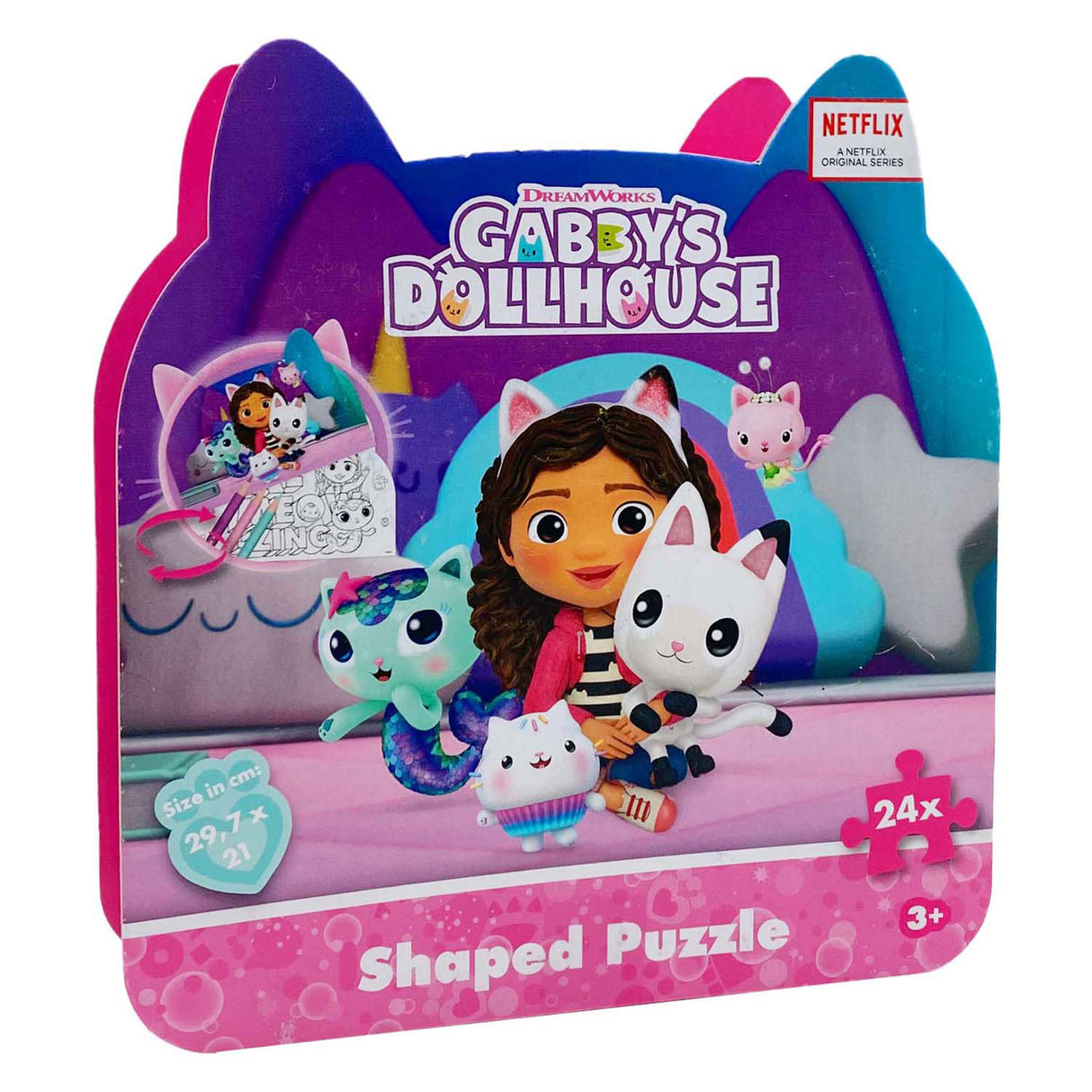 Speelgoedland gabby's poppenhuis shaped puzzel, 24st.