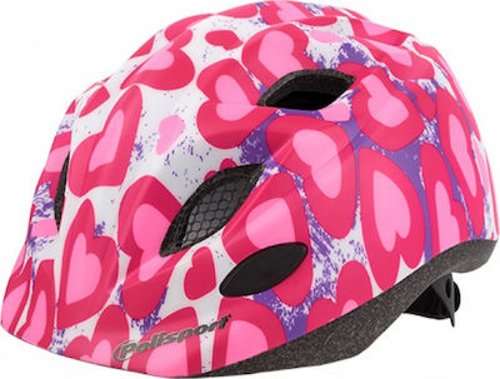 Polisport kinderhelm Glitterhearts. maat: S (52 56 cm), kleur: roze