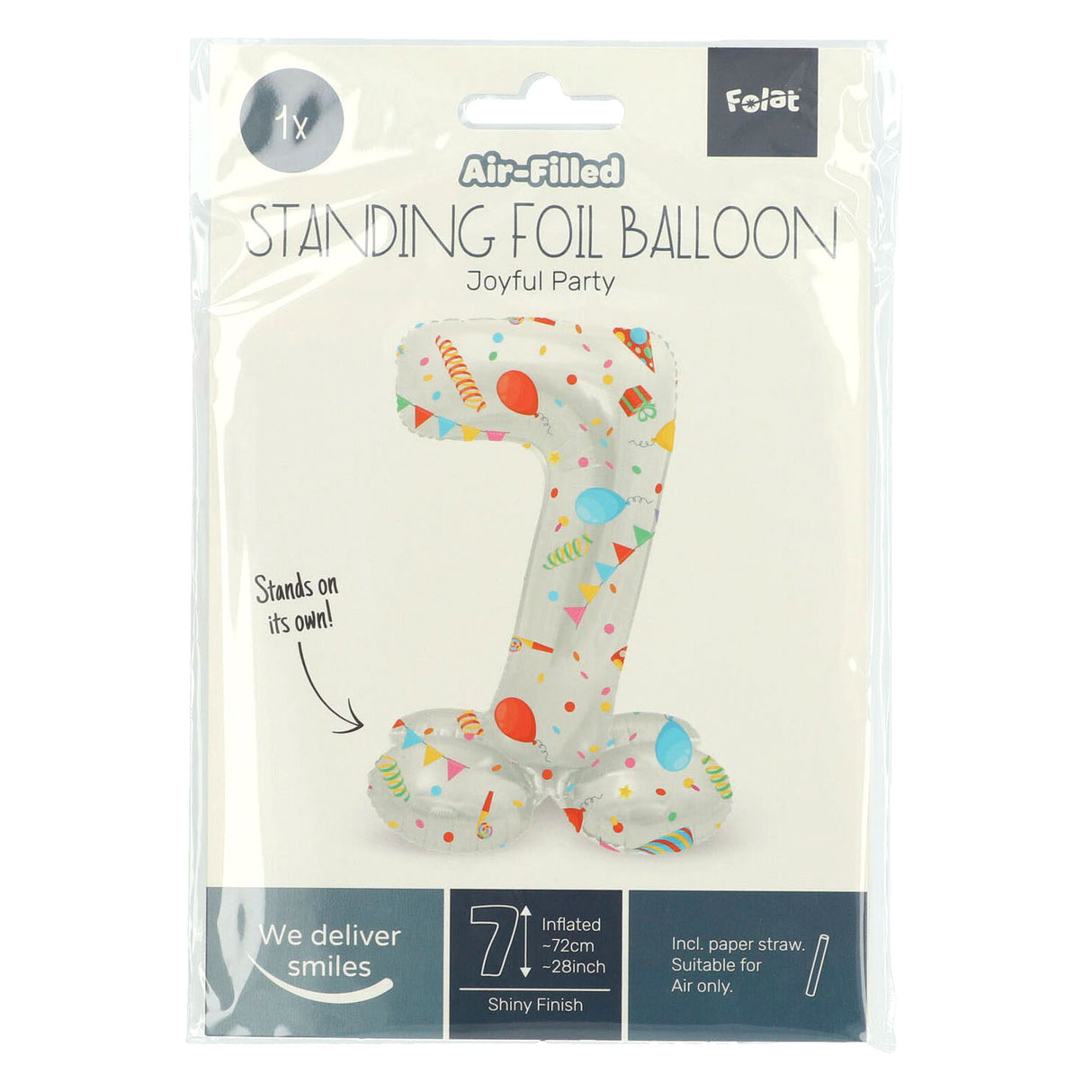 Folat BV Staande Folieballon Joyful Party Cijfer 7 -72cm