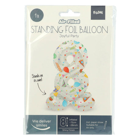 Folat BV Staande Folieballon Joyful Party Cijfer 8 -72cm