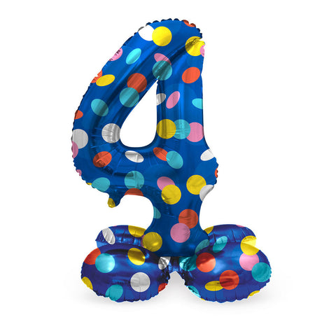 Folat bv staande folieballon colorful dots cijfer 4 - 72cm