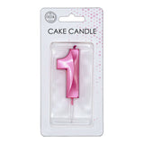 Globos taartkaars 6cm metallic licht roze no. 1