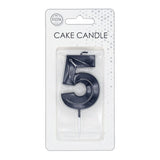 Globos taartkaars 6cm metallic zwart no. 5