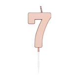 Globos taartkaars 4,5cm metallic rose goud no. 7