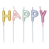 Globos taartkaarsen set happy birthday pastel kleuren