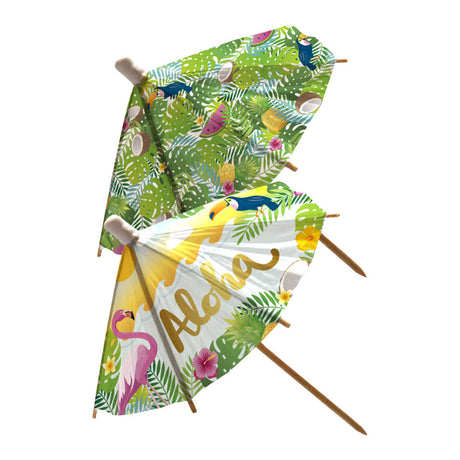 Globos parasol cocktailprikkers van papier xl aloha - 18cm